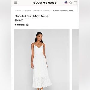 Club Monaco white midi crinkle dress